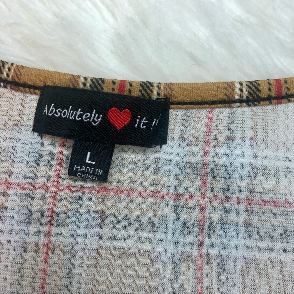 Absolutely Love It Dress Plaid Ruching Puffy Sleeves Sz. Juniors Large - Picture 6 of 8
